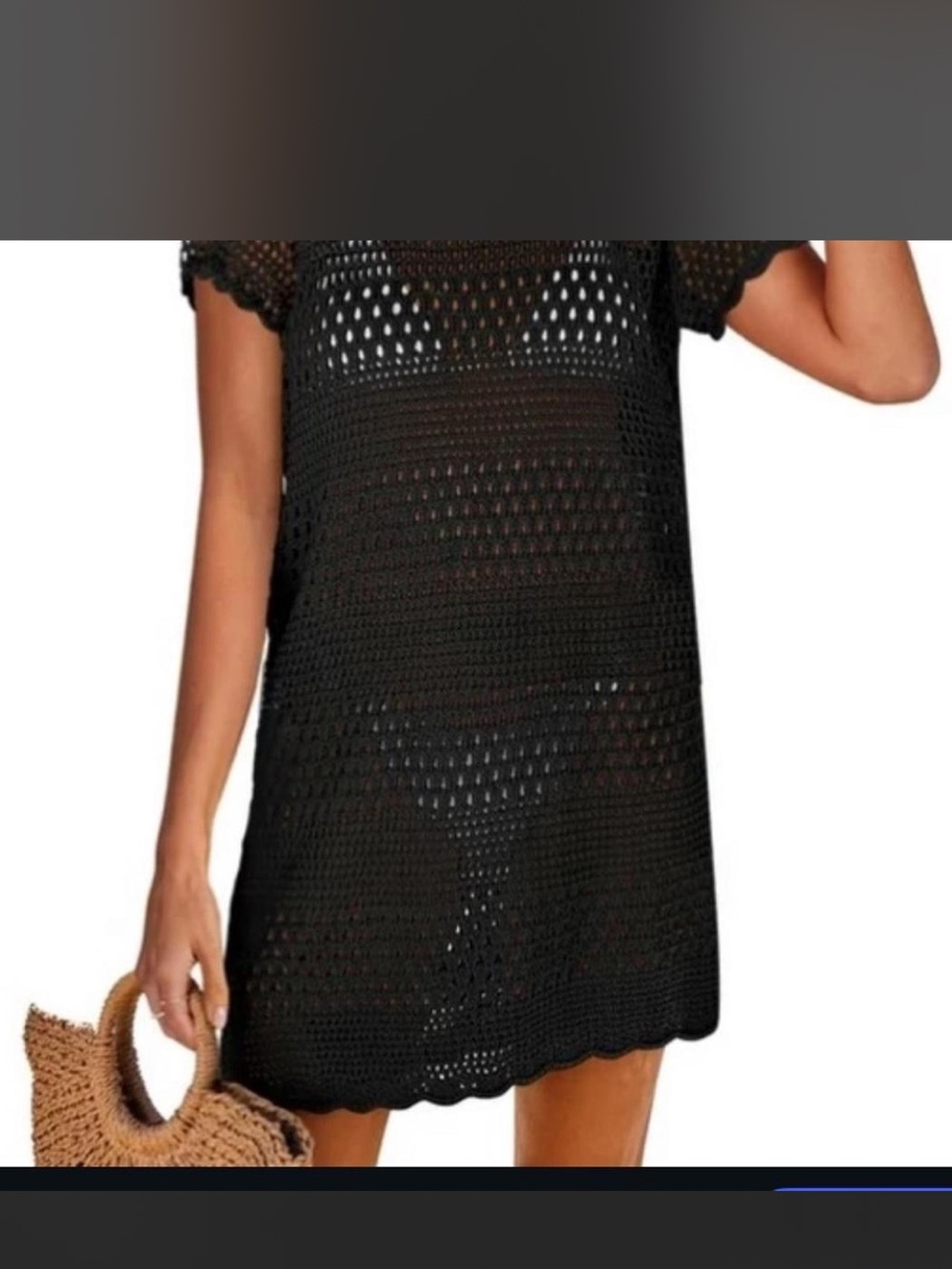 Olivaceous Black Crochet Swim Cover-Up Tunic